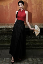 林允竹叶碎影点缀佳人衣袂